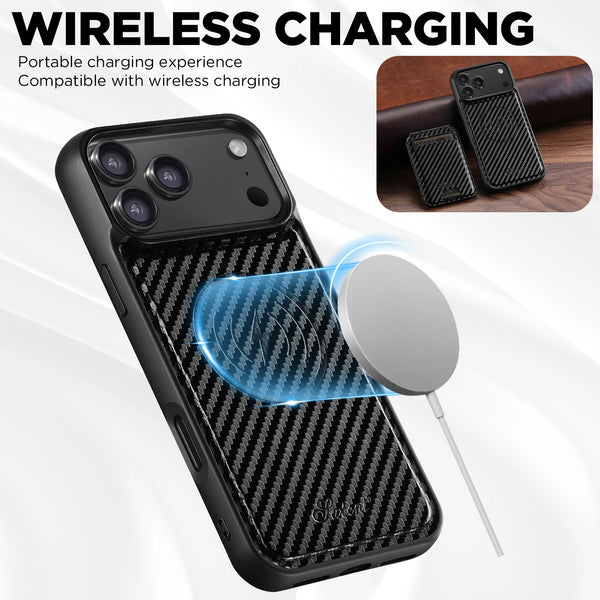 SUTENI Magnet Wireless Charging Phone Case Card Holder Bag Stand Luxury Faux Leather For iPhone 17 Pro Max 16 Plus 15 14 13 12