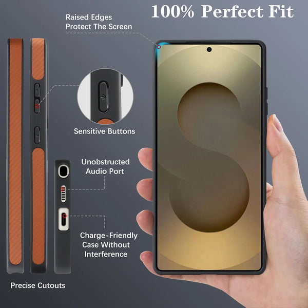 Carbon Fiber Pattern Phone Case For Samsung Galaxy S25 Ultra 24 Plus S23 S22U S25U S24U S23U Wrieless Charging Phone Cover