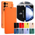 Soft Silicone Flip Case for Samsung Galaxy S25 Ultra S24 Plus S23 S22 S25U S24U S23U Cards Holder Card Slots Phone Case