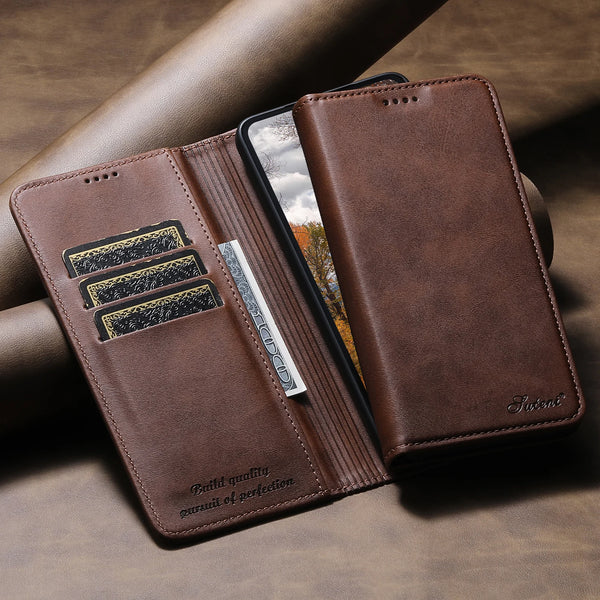 SUTENI Faux Leather Card Holder Stand Wallet Magnet Flip Cover Phone Case For Samsung Galaxy S26 Ultra S25 Plus S24 S23+