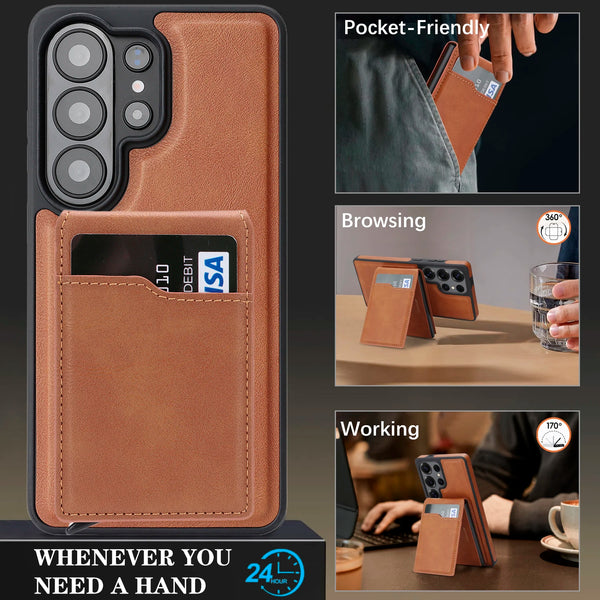 2 in 1 Card Box Leather Case For Samsung Galaxy S26 S25 Ultra S24 Plus S23 S26U S25U S24U Magnetic Cards Holder Phone Cover