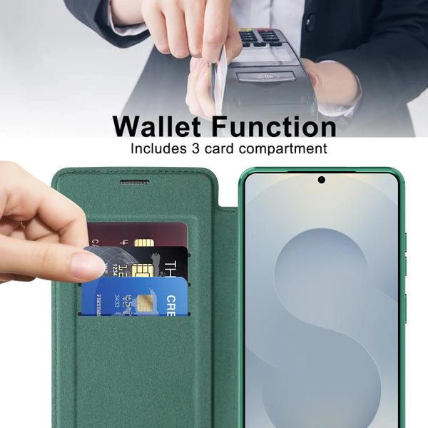Leather Flip Case for Samsung Galaxy S26 Ultra S25 Edge S24 Plus Fe S22 S23 S26U S25U Card Holder Slots Magnetic Phone Cover