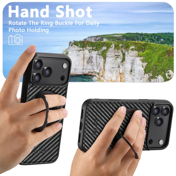 SUTENI brand Magnet Wireless Charging Mobile Phone Case 360° Rotating Stand Faux Leather Ring Buckle For iPhone 17 Pro Max 16 Plus 15 14 13