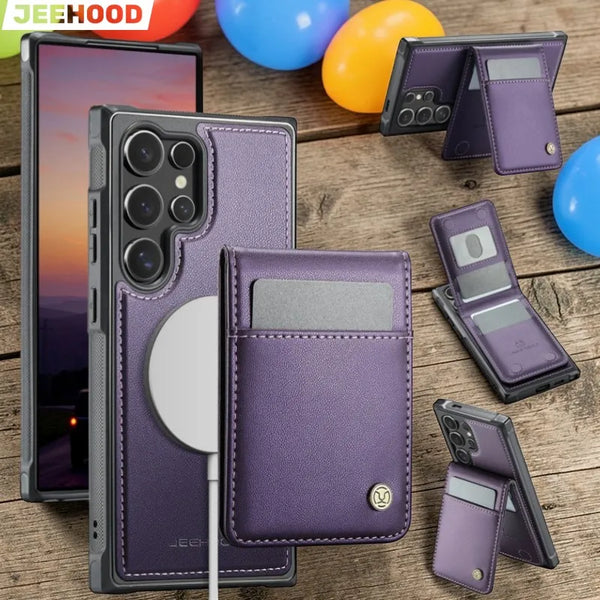 Magnetic Flip Leather Phone Case for Samsung Galaxy S26 Ultra S25 FE S24 Plus S23 S22 S21 Note 20 10 Magsafe Wallet Cards Cover