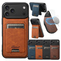 2 in 1 Leather Case For iPhone 17 Promax Air 16 Pro max 15 Plus 14 Pro 13 12 Wireless Charging Kickstand Card Slots Phone Cover