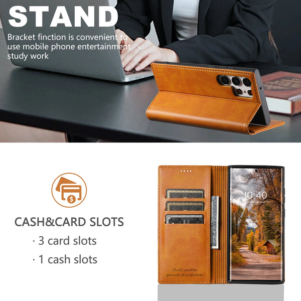 SUTENI Faux Leather Card Holder Stand Wallet Magnet Flip Cover Phone Case For Samsung S26 Ultra S25 Plus S24 S23 S22 Note20