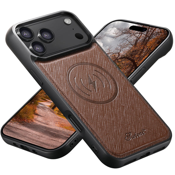 SUTENI Wireless Charging Phone Case Luxury Faux Leather Magnet For iPhone 17 Pro Max 16 Plus 15 14 13 12