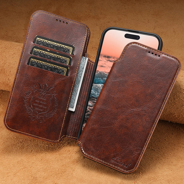 Faux Leather Wireless Charging  Card Holder Stand Wallet Magnetic buckle Phone Case For iPhone 17 Pro Max 16 Plus 15 14 13 12