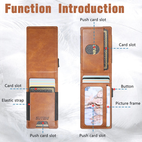 SUTENI Faux Leather For Men Wallet Card Slot Wallet Flip Cover Card Box Pressing The Button Automatically Ejects The Card