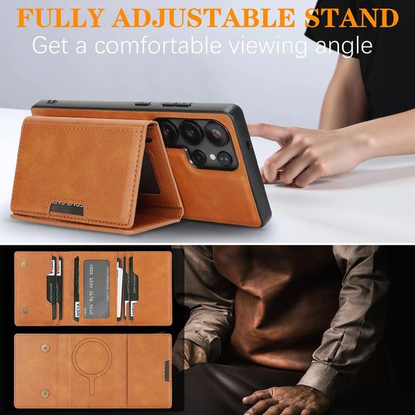 2 in 1 Magnetic Leather Case For Samsung Galaxy S25 + S25Edge S24 Ultra S23 Plus S25U S24U S23U 7 Card Slots Holder Phone Cover