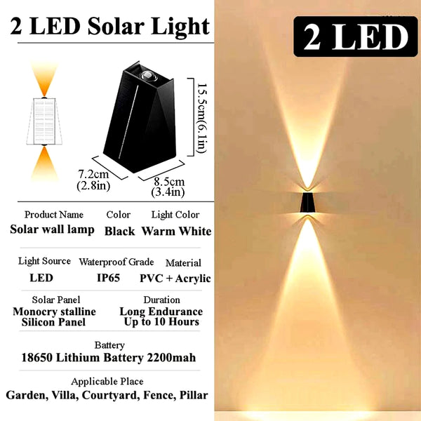 Solar Wall Lights Outdoor Garden Lighting External Solar Powered Led Outdoor Lamp Wall Sconces Yard and Garden Decors Decoration