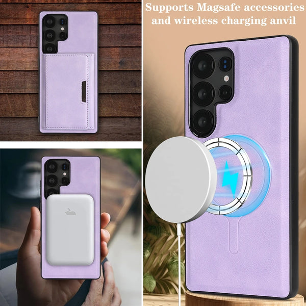 2 in 1 Magnetic Leather Case For Samsung Galaxy S25 + S25Edge S24 Ultra S23 Plus S25U S24U S23U 7 Card Slots Holder Phone Cover