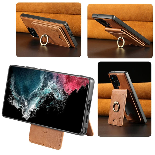 2 in 1 Case For Samsung Galaxy S25 Ultra S24 Plus S23 A14 A15 A16 A34 A35 A36 A52 A53 A54 A55 4G 5G Card Slots Ring Phone Cover