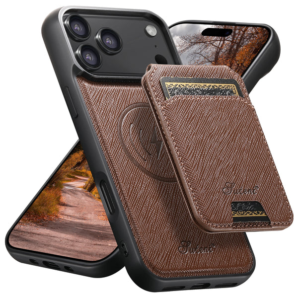 SUTENI Wireless Charging Phone Case Magnet Card Holder Photo Frame Bag Faux Leather For iPhone 17 Pro Max 16 Plus 15 14 13 12