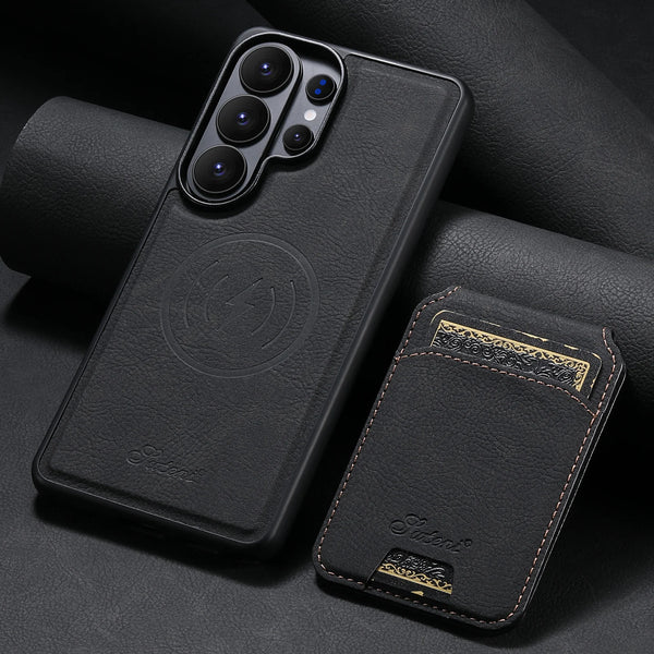 SUTENI Wireless Charging Phone Case Magnet Card Holder Stand Faux Leather For Samsung Galaxy S26 Ultra S25 Plus S24 S23+