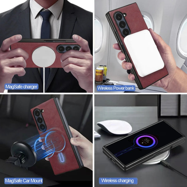 2 in 1 Case for Samsung Galaxy Z Fold 7 6 5 4 3 Fold7 Fold6 Fold5 Fold4 Magnetic Wireless Charging 7 Card Slots Phone Cover