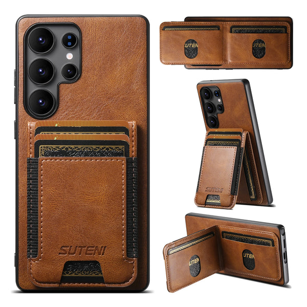 SUTENI Card Holder Phone Case Luxury Faux Leather Stand For Samsung Galaxy S26 Ultra S25 Plus S24 S23