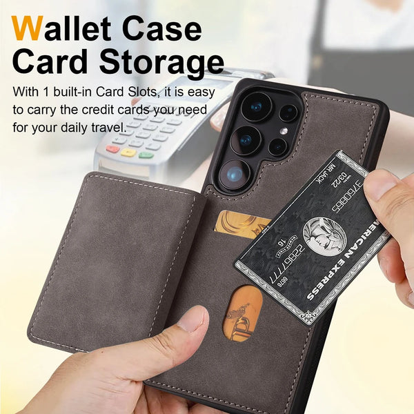 Leather Case For Samsung Galaxy S25 Ultra Edge S24 Plus S23 Fe S22 S21 S20Fe S25U S24U S23U Card SlotS Cards Holder Phone Cover