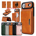 2 In 1 Magsafe Leather Case for IPhone 17 Promax Air 16 Pro Max 15 Plus 14 13 12 Magnetic 5 Cards Slots Holder Phone Cover