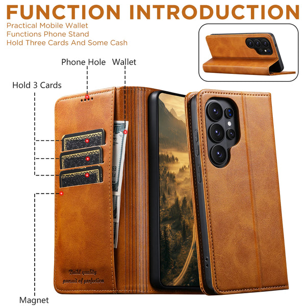 SUTENI Faux Leather Card Holder Stand Wallet Magnet Flip Cover Phone Case For Samsung Galaxy S26 Ultra S25 Plus S24 S23+