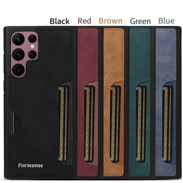 Leather Case for Samsung Galaxy A14 A15 A16 A17 A23 A24 A25 A35 A36 A53 A54 A55 A56 A71 A72 A73 4G 5G Card Slots Phone Cover
