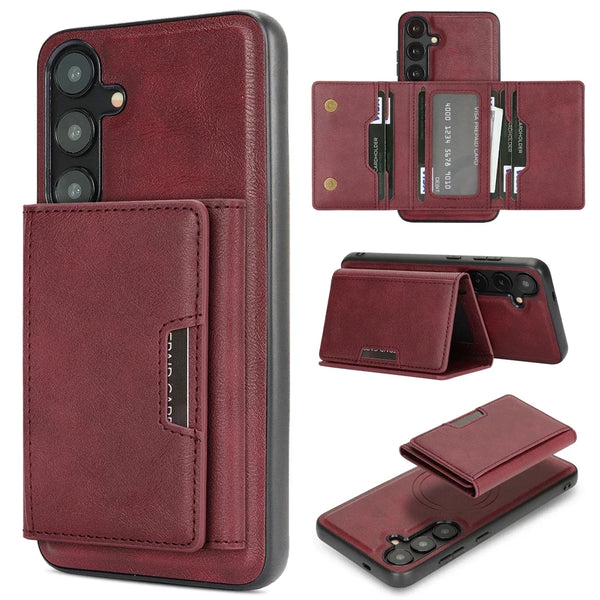 2 in 1 Magnetic Case For Samsung Galaxy A14 A15 A16 A34 A35 A36 A52 A53 A54 A55 A56 5G 4G 7 Card Slots Holder Phone Case