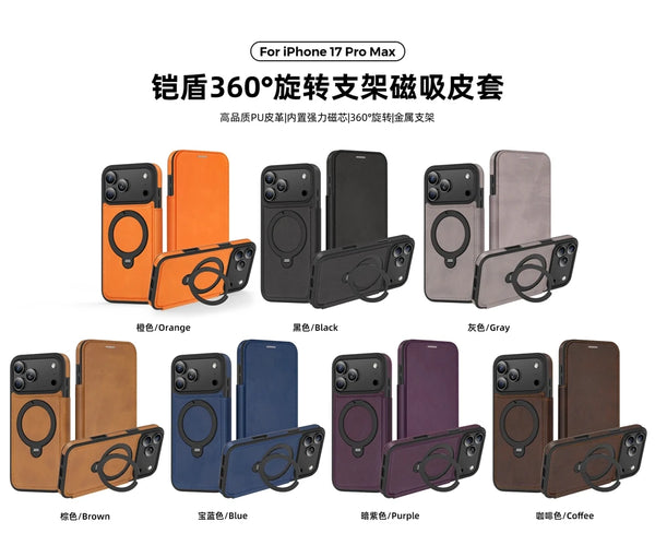 Kickstand Flip Leather Case for  iphone 17 Promax Air 16 Promax 15 Plus 14 13 12 Magsafe Card Slots Cards Holder Phone Cover