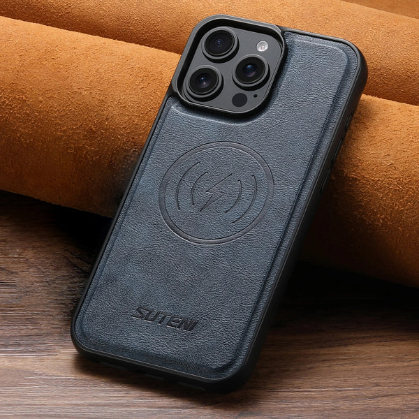 SUTENI Frosted Feel Faux Leather Magnet Wireless Charging Phone Case For iPhone 17 Pro Max 16 Plus 15 14 Pro 13 12