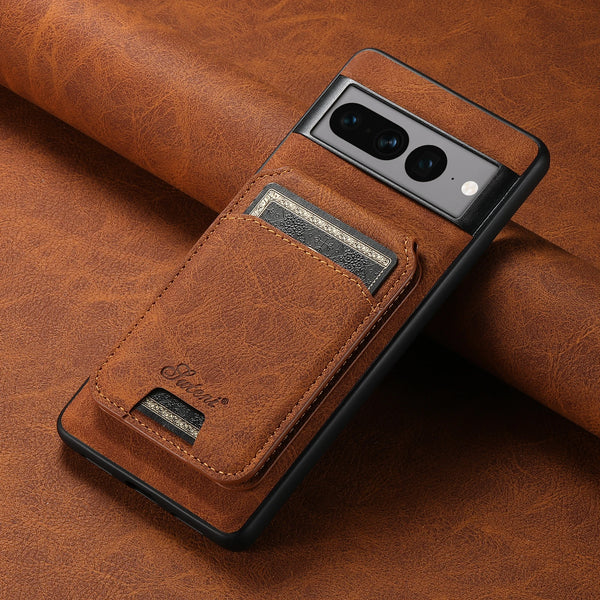 SUTENI Wireless Charging Phone Case Magnet Card Holder Stand Faux Leather For Google Pixel 9XL 8Pro 7A 6