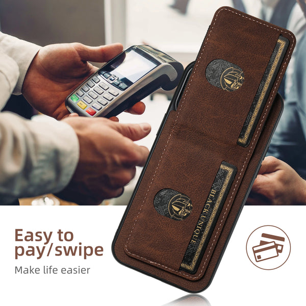 SUTENI Phone holster with card Wallet phone case PU leather For iPhone 17 Pro Max 16 15 Plus 13 12 11 XR Black/blue/brown