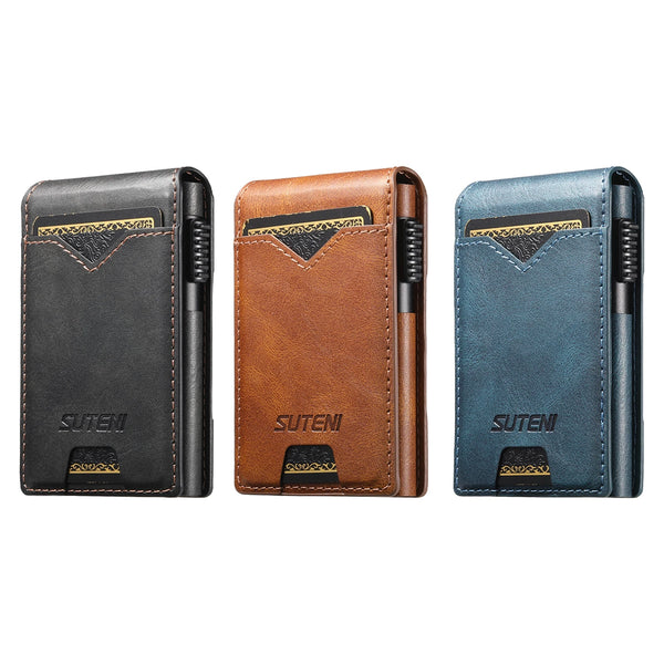 SUTENI Faux Leather For Men Wallet Card Slot Wallet Flip Cover Card Box Pressing The Button Automatically Ejects The Card