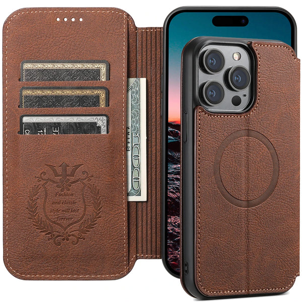 SUTENI Compatible Wireless Charging Leather Phone Case For iPhone 12 13 14 15 16 Plus 17 Pro Max Flip Cover Wallet Card Holder