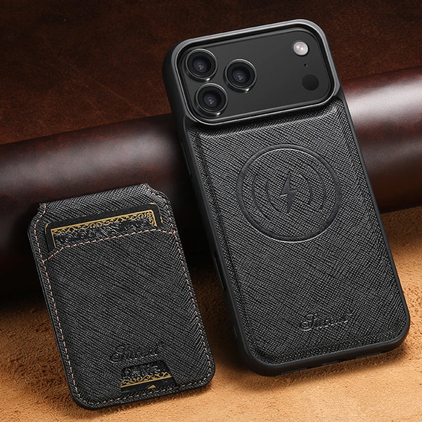 SUTENI Wireless Charging Phone Case Magnet Card Holder Photo Frame Bag Faux Leather For iPhone 17 Pro Max 16 Plus 15 14 13 12