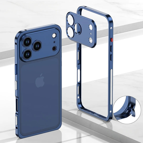 Luxury Metal Alloy Lens Protect Frame Phone Case For iPhone 17 Air 16 15 14 13 12 Pro Max Plus Silicone Lining Shockproof Bumper