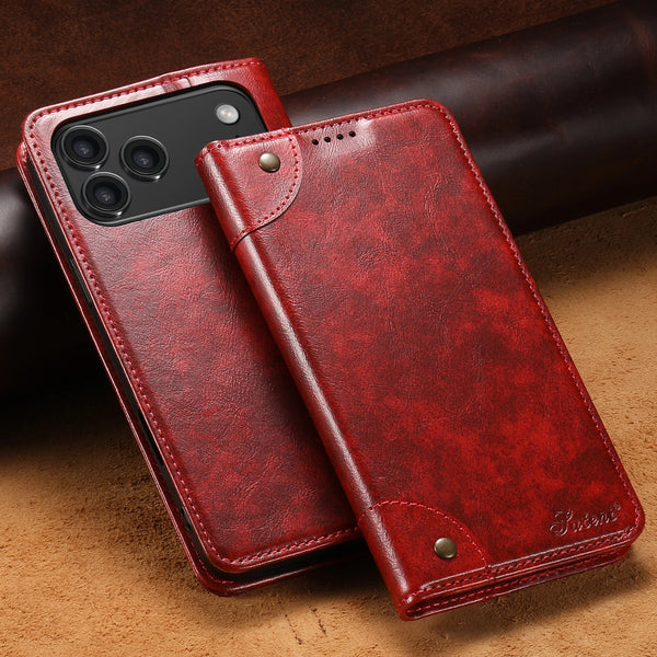 SUTENI Durable Faux Leather Card Holder Stand Wallet Magnet Flip Cover Phone Case For iPhone 17 Pro Max 16 Plus 15 14 13 12