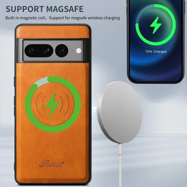 SUTENI Luxury Faux Leather Delicate Hand Feel Phone Case Magnet Wireless Charging For Google Pixel 9XL 8Pro 7A 6