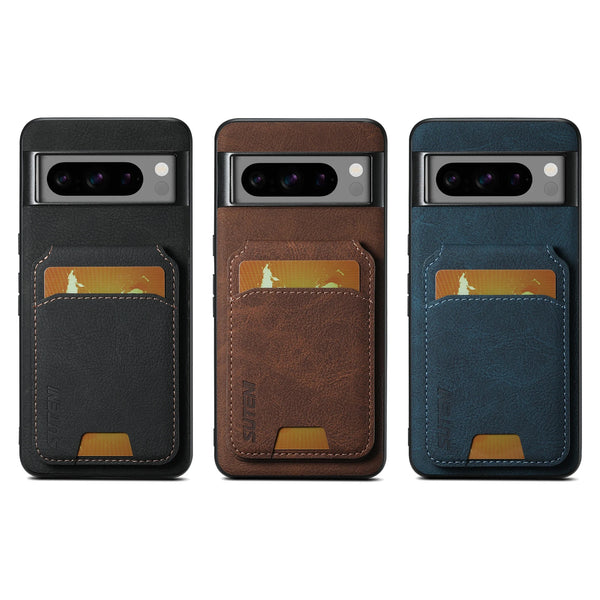 SUTENI Luxury Faux Leather Card Holder Stand Phone Case Frosted Feel For Google Pixel 10 Pro XL 9 8A 7 6