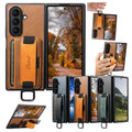 Leather Case For Samsung Galaxy Z Fold 7 6 5 Fold7 Fold6 Fold5 Card Slots Cards Holder Hand Hold Phone Cover