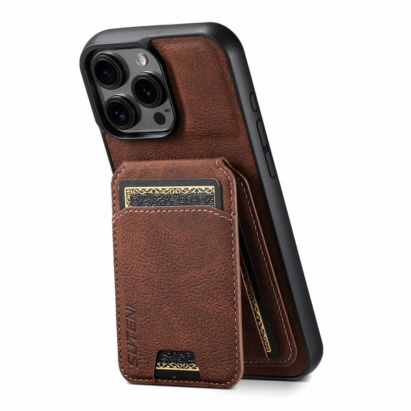 SUTENI Luxury Faux Leather Stand Card Holder Phone Case Frosted Feel For iPhone 17 Pro Max 16 Plus 15 14 13 12