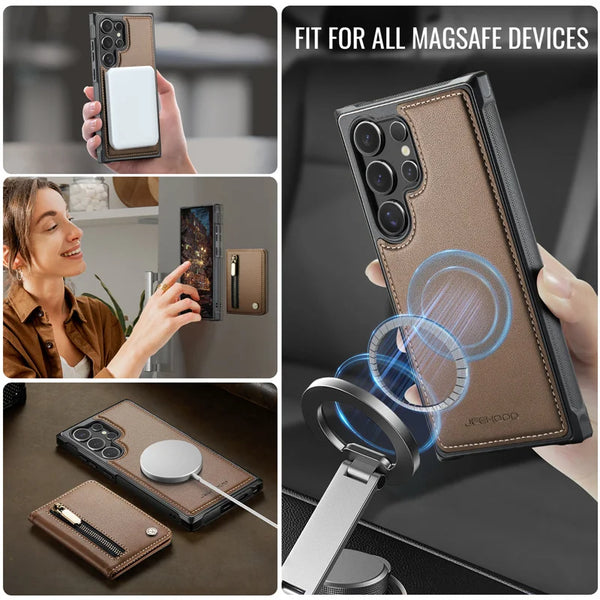 Magnetic Flip Leather Phone Case for Samsung Galaxy S26 Ultra S25 FE S24 Plus S23 S22 S21 5G Wireless Charging Wallet Card Cover