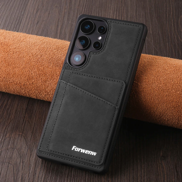 Leather Case For Samsung Galaxy S25 Ultra Edge S24 Plus S23 Fe S22 S21 S20Fe S25U S24U S23U Card SlotS Cards Holder Phone Cover