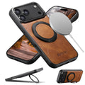 Oil Wax Faux Leather Magnet Wireless Charging Phone Case 360° Rotating Stand Buckle For iPhone 17 Pro Max 16 Plus 15 14 13 12