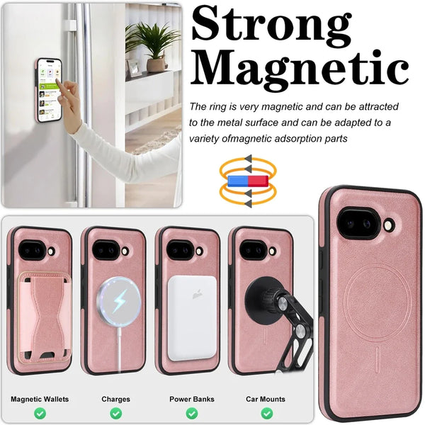 2 in 1 Magnetic Leather Case for Google Pixel 9 10 Pro 9A 9pro 10Pro XL Card Slots Cards Holder Wireless Charging Phone Cover