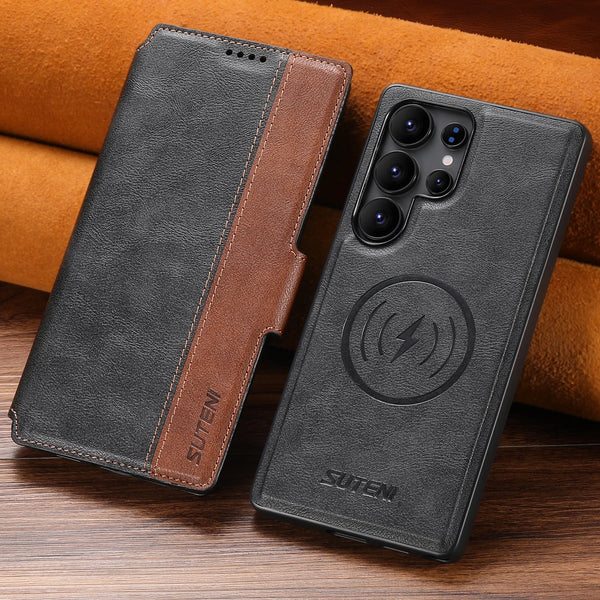 Faux Leather Wireless Charging Card Holder Stand Wallet Magnetic Flip Cover Phone Case For Samsung Galaxy S26 Ultra S25 S24 S23