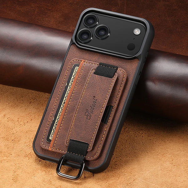 Leather Case For iPhone 17 Promax Air 16E 16 Pro Max 15 Plus 14 Pro 13 PM 12 iphone17 iphone 16 Card Slots hand Hold Phone Cover