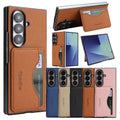 Leather Wallet Case for Samsung Galaxy Z Fold 7 6 5 4 3 Fold7 Fold6 Fold5 Fold4 Fold3 Card Slots Holder Kickstand Phone Cover