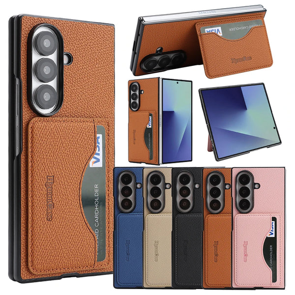 Leather Wallet Case for Samsung Galaxy Z Fold 7 6 5 4 3 Fold7 Fold6 Fold5 Fold4 Fold3 Card Slots Holder Kickstand Phone Cover
