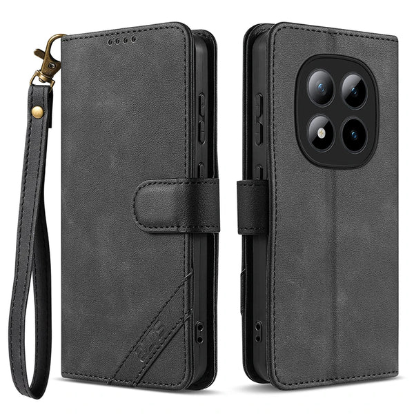 Flip Leather Case for Xiaomi Redmi Note 14 15 Pro Plus 5G K80 K90 Turbo 4 5 Pro Max Card Slots Phone Cover With Hand Strap