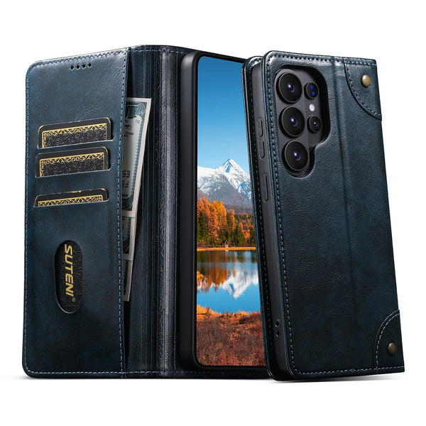 SUTENI Phone Case Faux Leather Card Holder Stand Wallet Magnet Flip Cover For Galaxy S26 Ultra S25 Plus S24 S23+