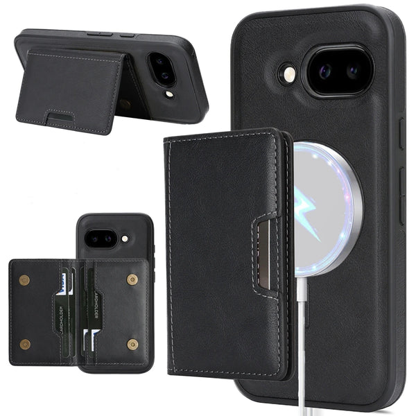 2 in 1 Magnetic Leather Case for Google Pixel 9 10 Pro 9A 9pro 10Pro XL Card Slots Cards Holder Wireless Charging Phone Cover